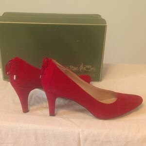Red Sued Corset Heel Elegant Shoes